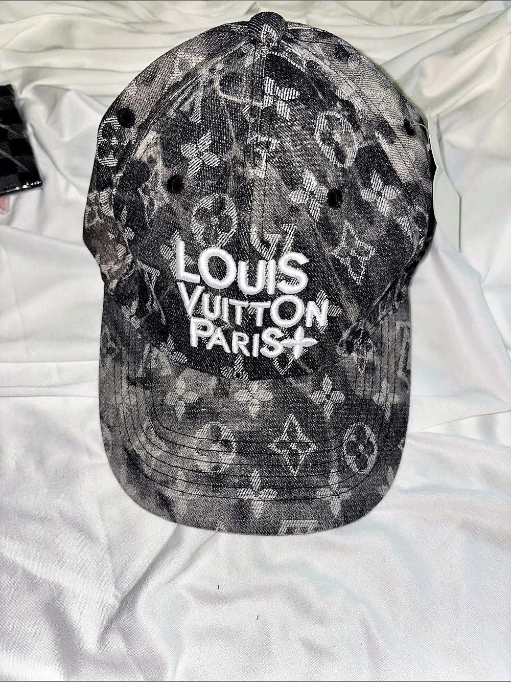 Inspired  Monogram Baseball Cap in Gray & Black NWT